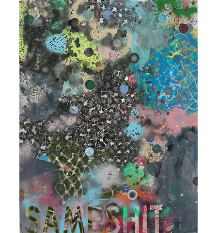 David Huffman painting titled Sameshit